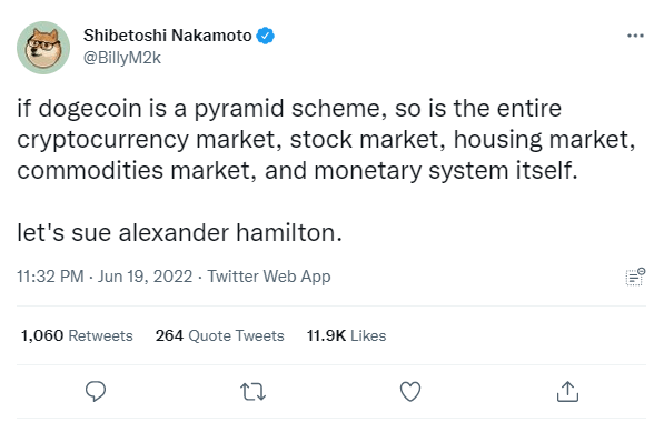 强势“代言”惹官司<strong></p>
<p>狗狗币今日价格</strong>，索赔额顶身家，马斯克发推称继续支持狗狗币