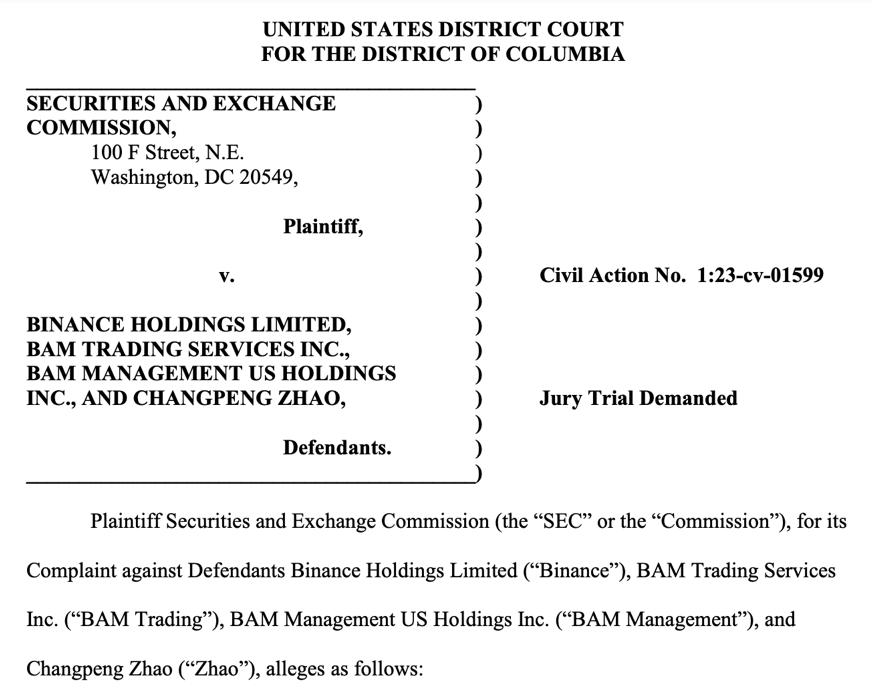 币圈巨震<strong></p>
<p>币安币</strong>！美国证监会起诉币安、赵长鹏
