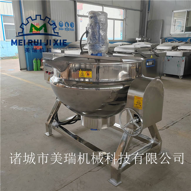 天然气加热夹层锅报价 商用多功能燃气夹层锅 炒肉馅用全自动炒料机