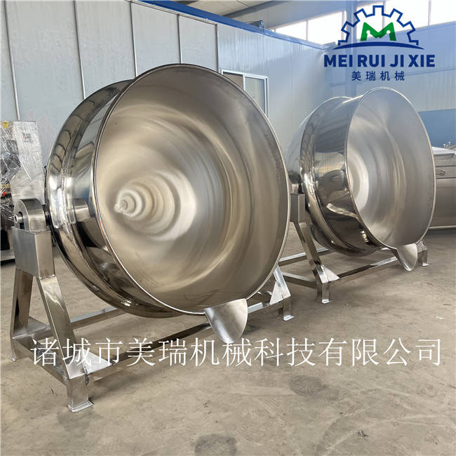 全自动燃气加热夹层锅 燃气加热搅拌夹层锅 大型商用燃气炒料机美瑞