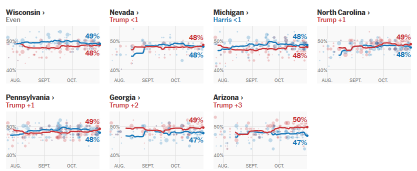 美国大选最新动态:选情“历史性胶着” 两候选人仍未拉开明显优势