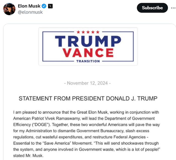 马斯克确认将领导“政府效率部”对抗官僚主义：<strong></p>
<p>币圈最新消息在哪里看</strong>你可不知道这将产生多大影响