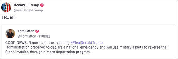 特朗普证实将宣布全国进入紧急状态，利用军事力量驱逐非法移民