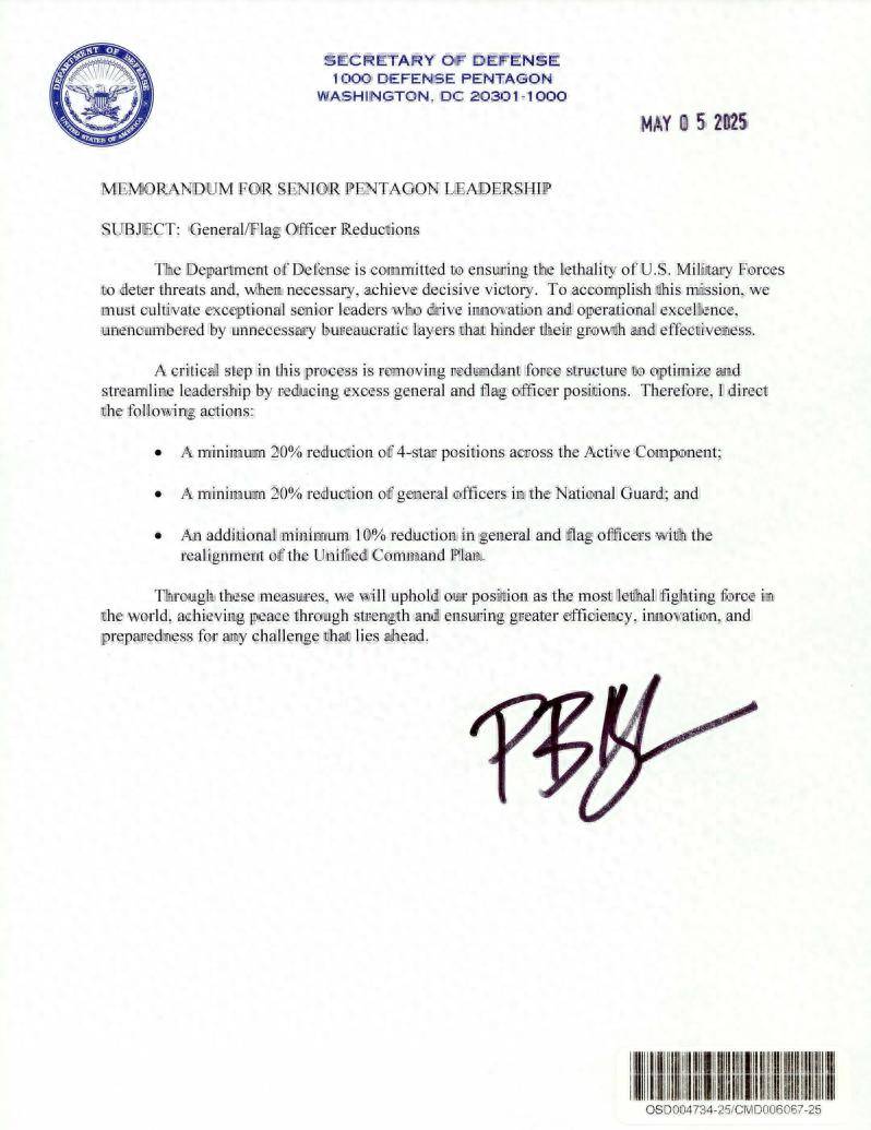 五角大楼“大地震”？国防部长“剑指”美军高层：至少砍掉20%<strong></p>
<p>东莞</strong>！