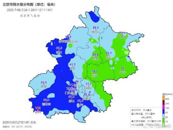 目前，北京个别点大暴雨，最大降水量出现在房山这里→